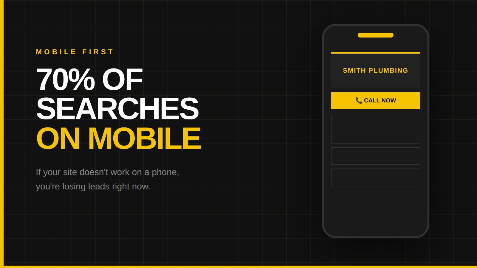 Mobile friendly trades website design UK — over 70% of local service searches happen on a phone